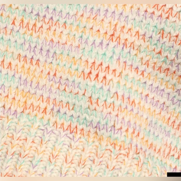 Lulus ivory knit multi colored cropped long sleeve sweater w/ cable knit detail - Picture 2 of 9